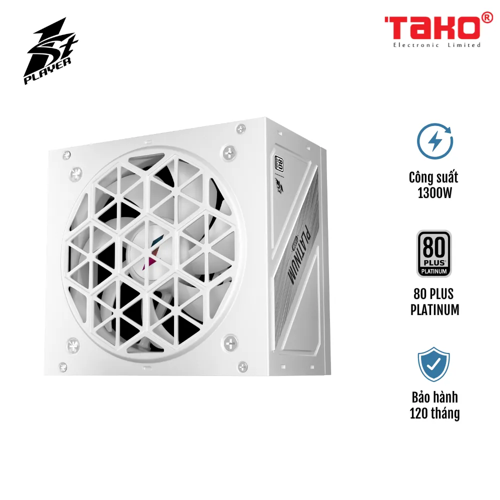NGUỒN MÁY TÍNH 1STPLAYER NGDP-PLT-1300 1300W TRẮNG (80 PLUS PLATINUM) (8882)