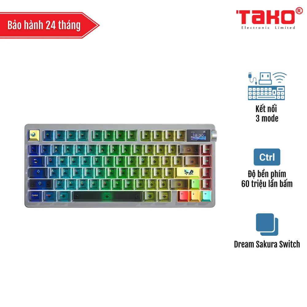 AULA NOVA75 (3527) BÀN PHÍM CƠ GAMING 3 MODE (Phiên bản màu Đen/ Dream Sakura Switch)