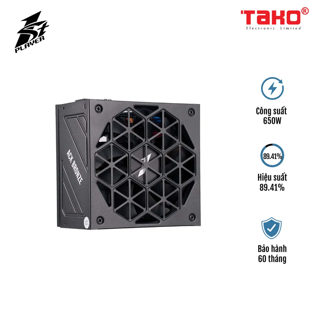 NGUỒN MÁY TÍNH 1STPLAYER ACK-BRZ-650 650W ĐEN (80 PLUS BRONZE) (1158)