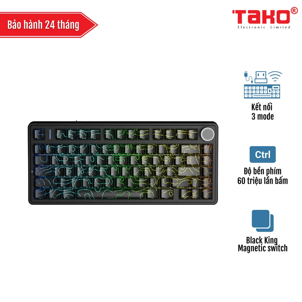 AULA F75HE (8010) BÀN PHÍM CƠ GAMING 3 MODE (Phiên bản màu Đen contour/ Black King Magnetic switch - Rapid trigger)