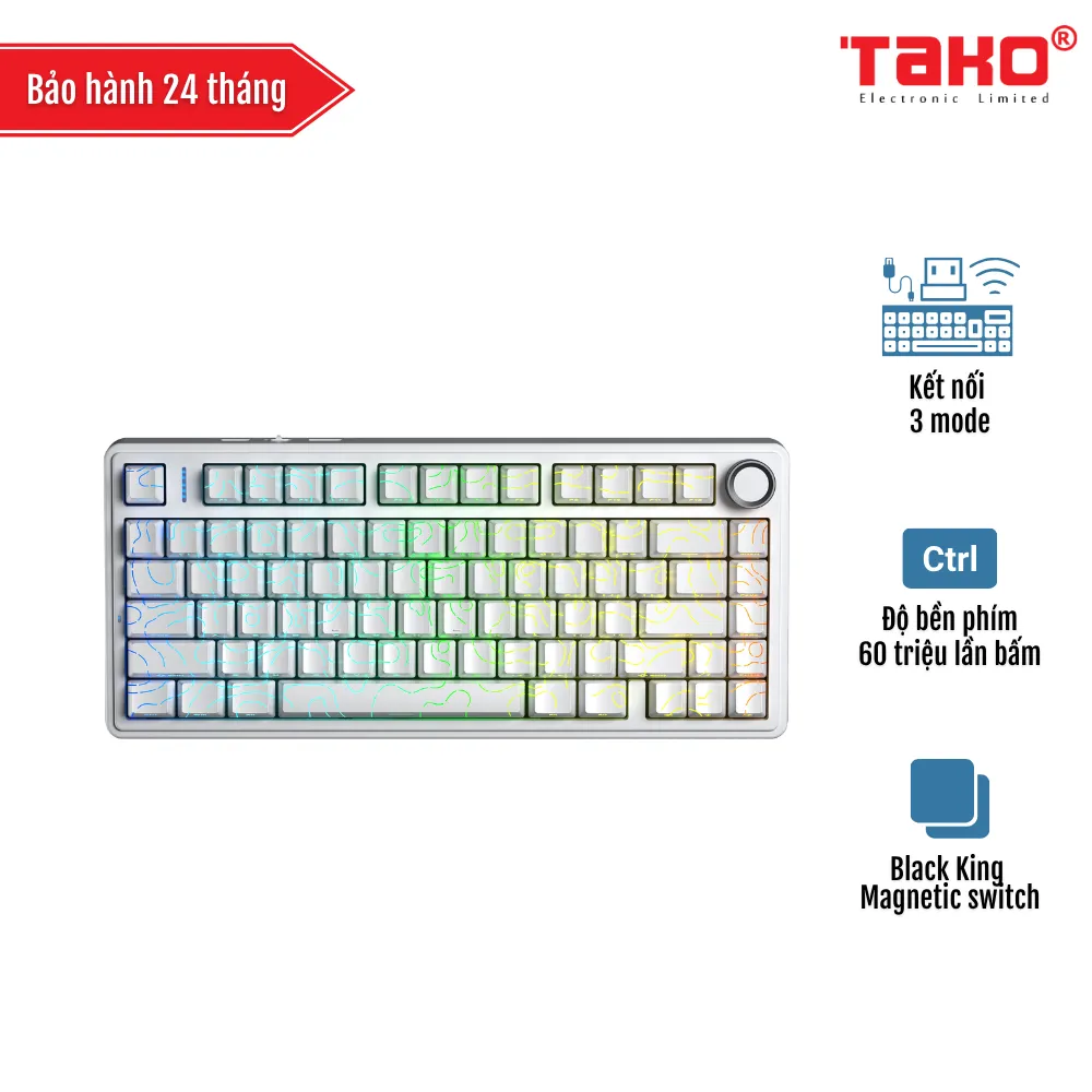 AULA F75HE (6986) BÀN PHÍM CƠ GAMING 3 MODE (Phiên bản màu Trắng contour/ Black King Magnetic switch - Rapid trigger)