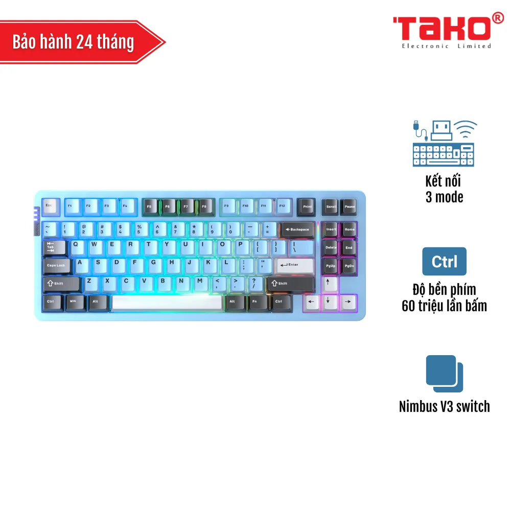 LEOBOG Hi86 BÀN PHÍM CƠ GAMING 3 MODE (Phiên bản màu Đen+Xanh dương+Trắng/ Nimbus V3 switch)