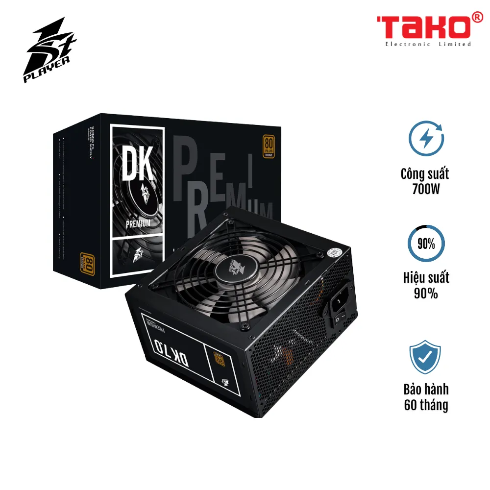 NGUỒN MÁY TÍNH FIRST PLAYER (1STPLAYER) DKPM-BRZ-700 700W ĐEN (80 PLUS BRONZE)