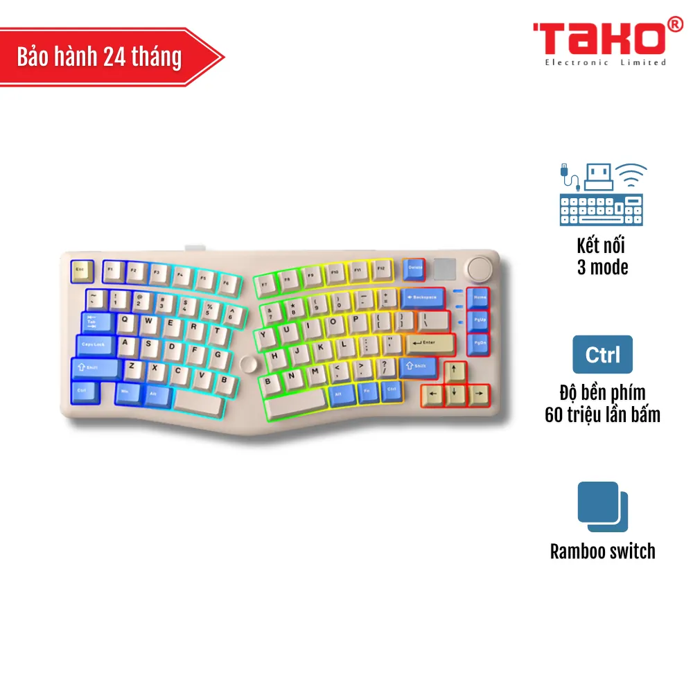 LEOBOG ALICE A75 BÀN PHÍM CƠ GAMING 3 MODE (Phiên bản xanh dương+be/Ramboo switch)