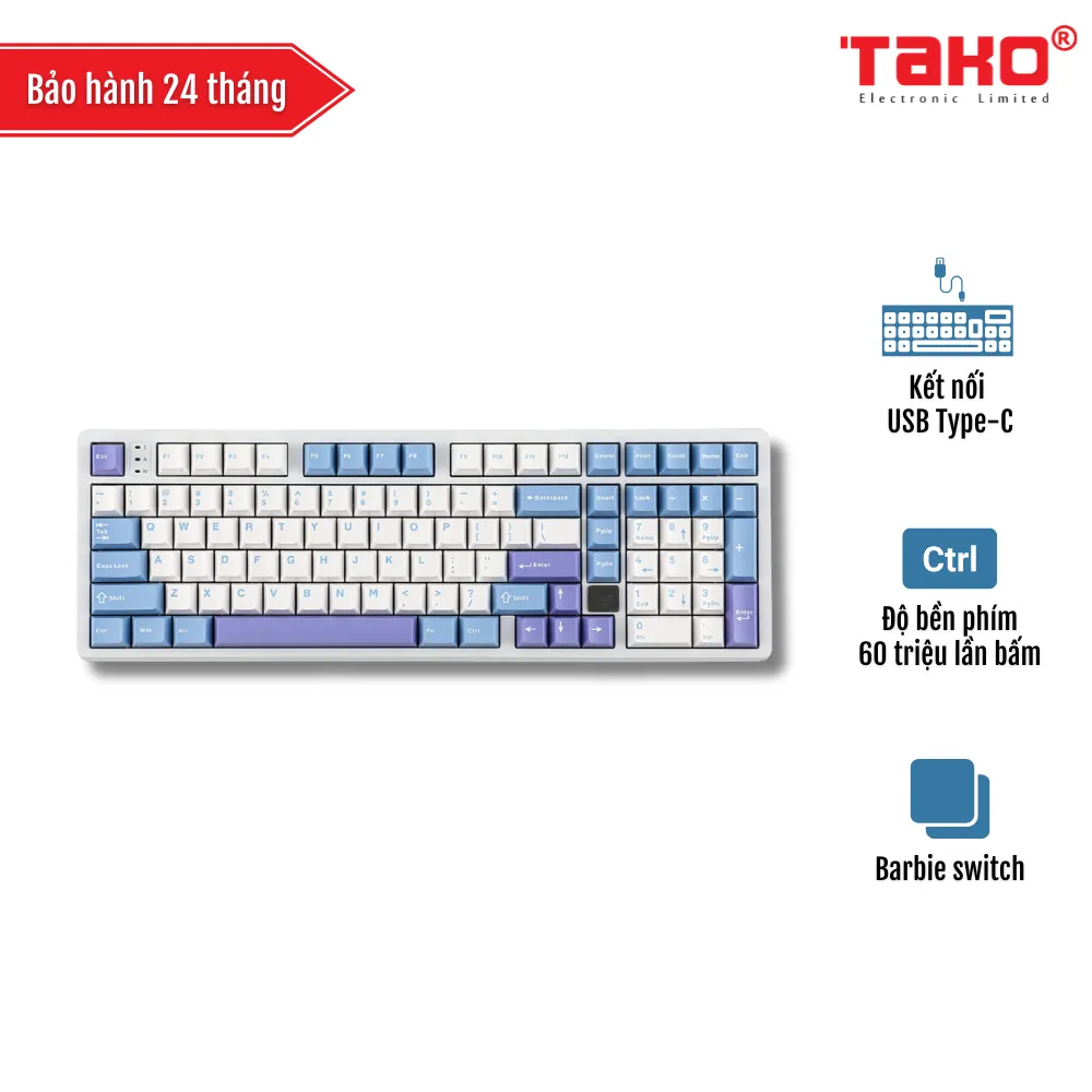 LEOBOG Hi98 BÀN PHÍM CƠ GAMING CÓ DÂY (Phiên bản Xanh+trắng+tím/ Barbie switch)