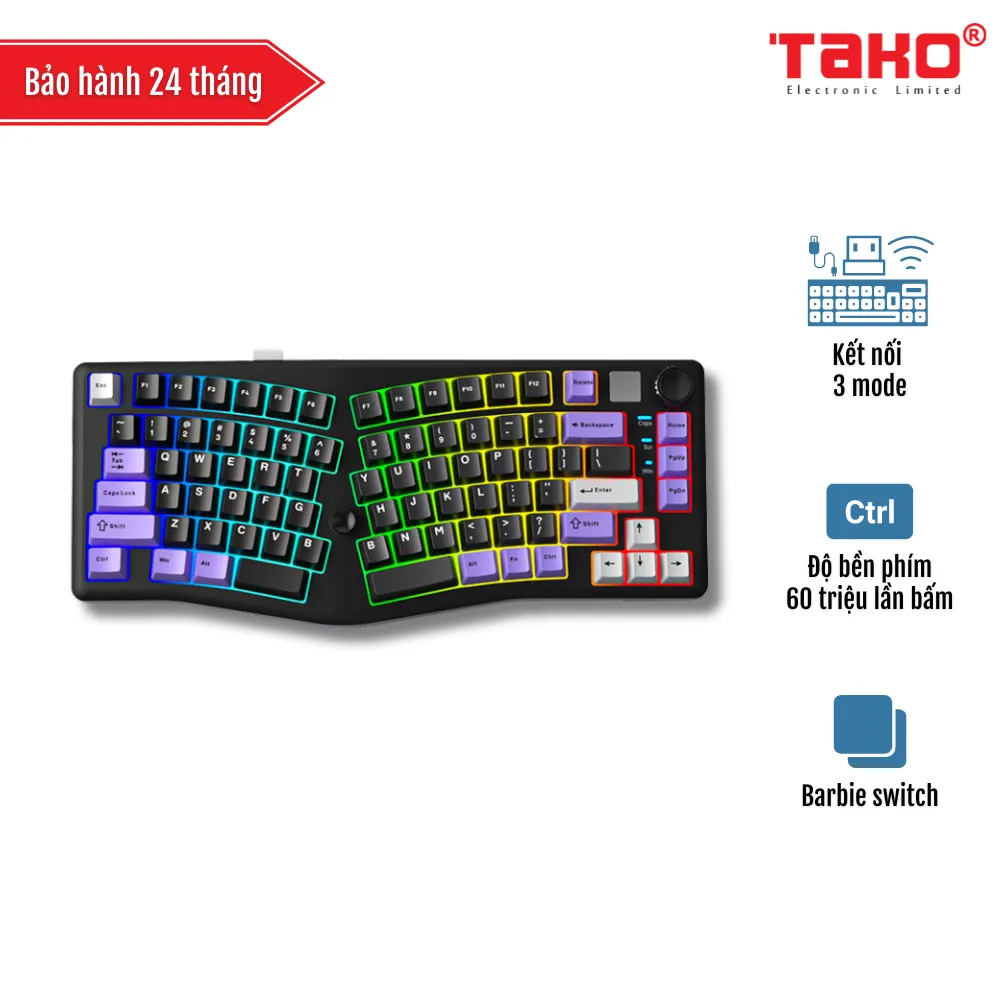 LEOBOG ALICE A75 BÀN PHÍM CƠ GAMING 3 MODE (Phiên bản tím+đen/Barbie switch)