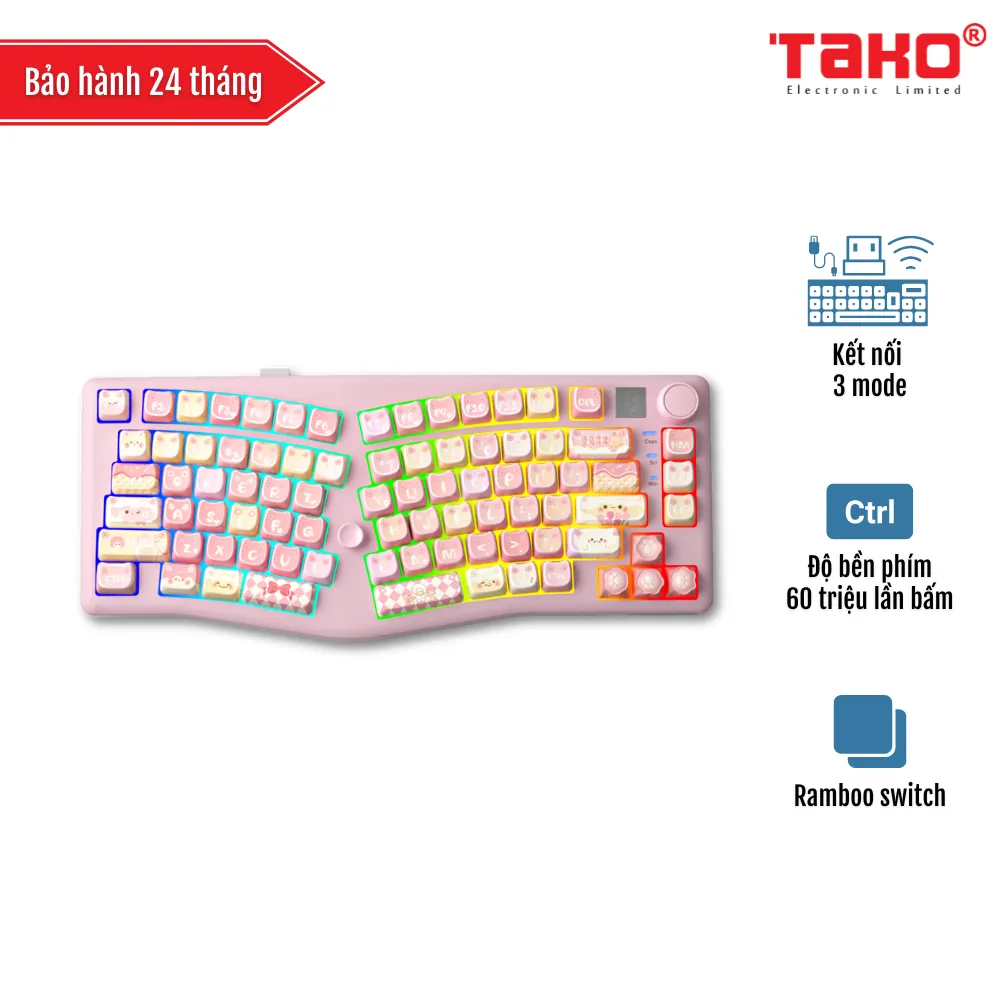 LEOBOG ALICE A75 BÀN PHÍM CƠ GAMING 3 MODE (Phiên bản Moon Cat hồng/ Ramboo switch)