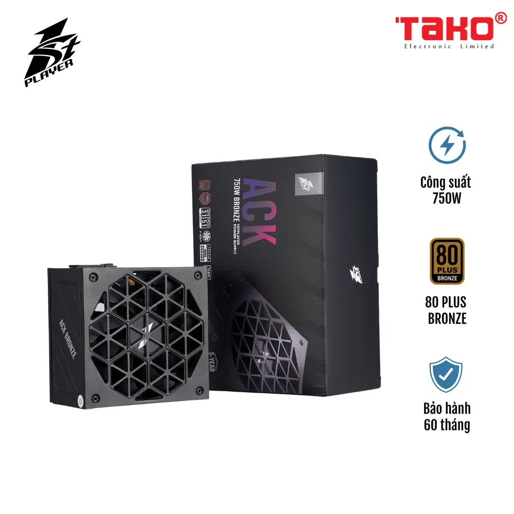 NGUỒN MÁY TÍNH 1STPLAYER ACK-BRZ-750 750W ĐEN (80 PLUS BRONZE) (1219)