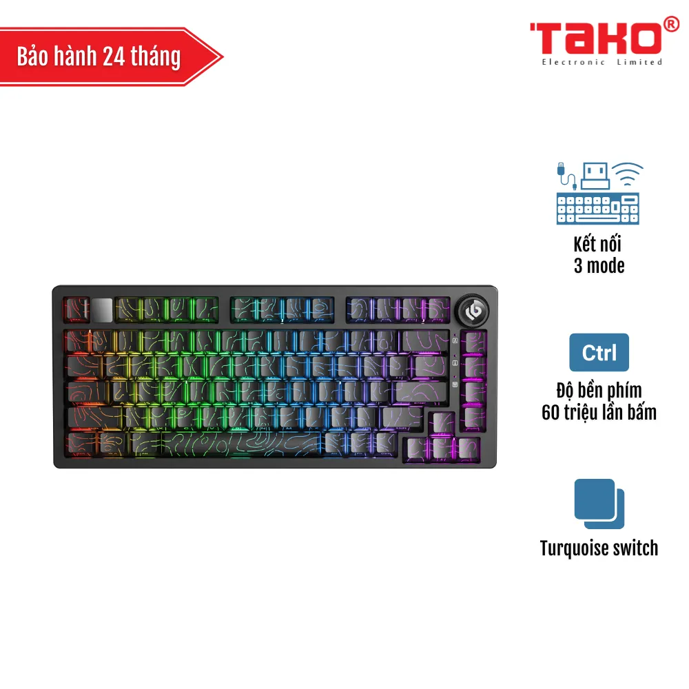 LEOBOG Hi75C PRO (1943) BÀN PHÍM CƠ GAMING 3 MODE (Phiên bản Đen contour/ Turquoise switch)