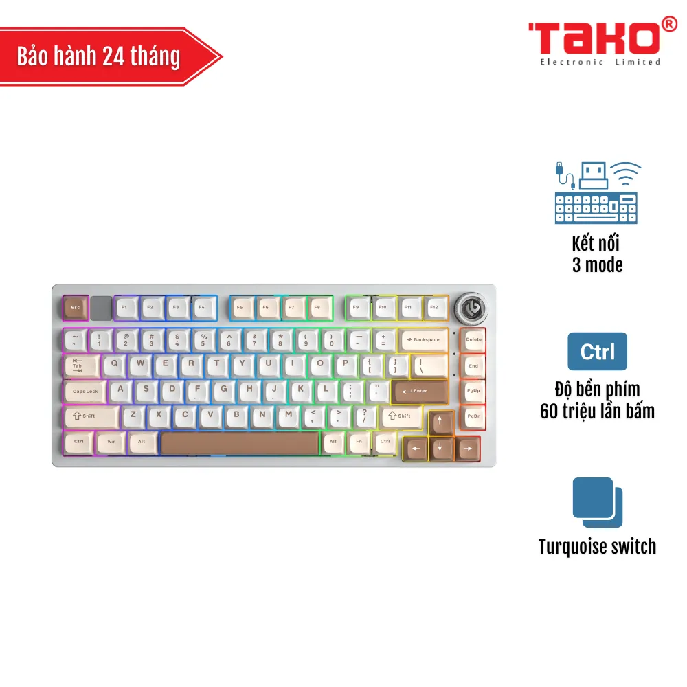 LEOBOG Hi75C PRO (1950) BÀN PHÍM CƠ GAMING 3 MODE (Phiên bản Be + trắng + nâu/ Turquoise switch)
