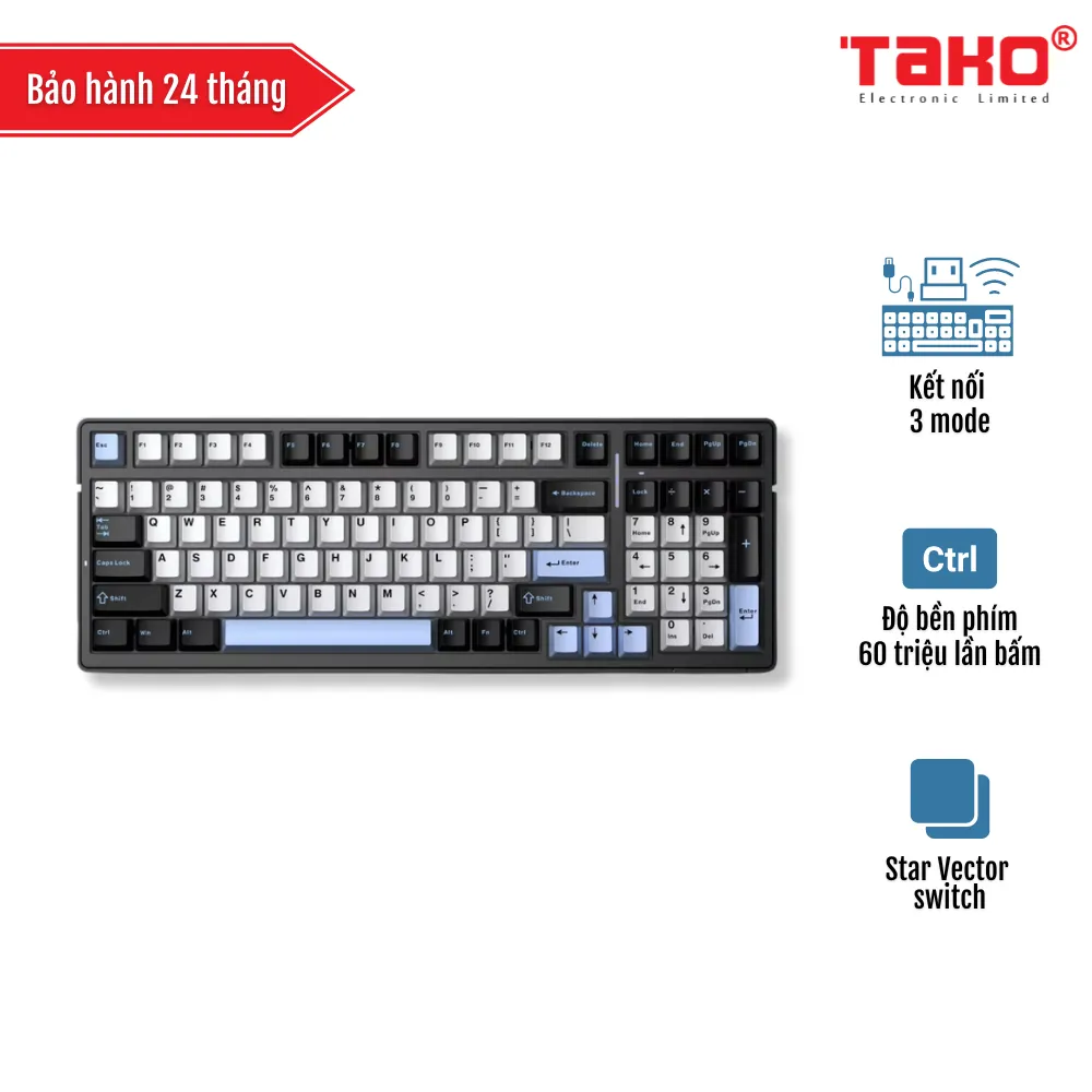 AULA F99 BÀN PHÍM CƠ GAMING 3 MODE (Phiên bản Đen + trắng + xanh dương/ Star Vector switch)