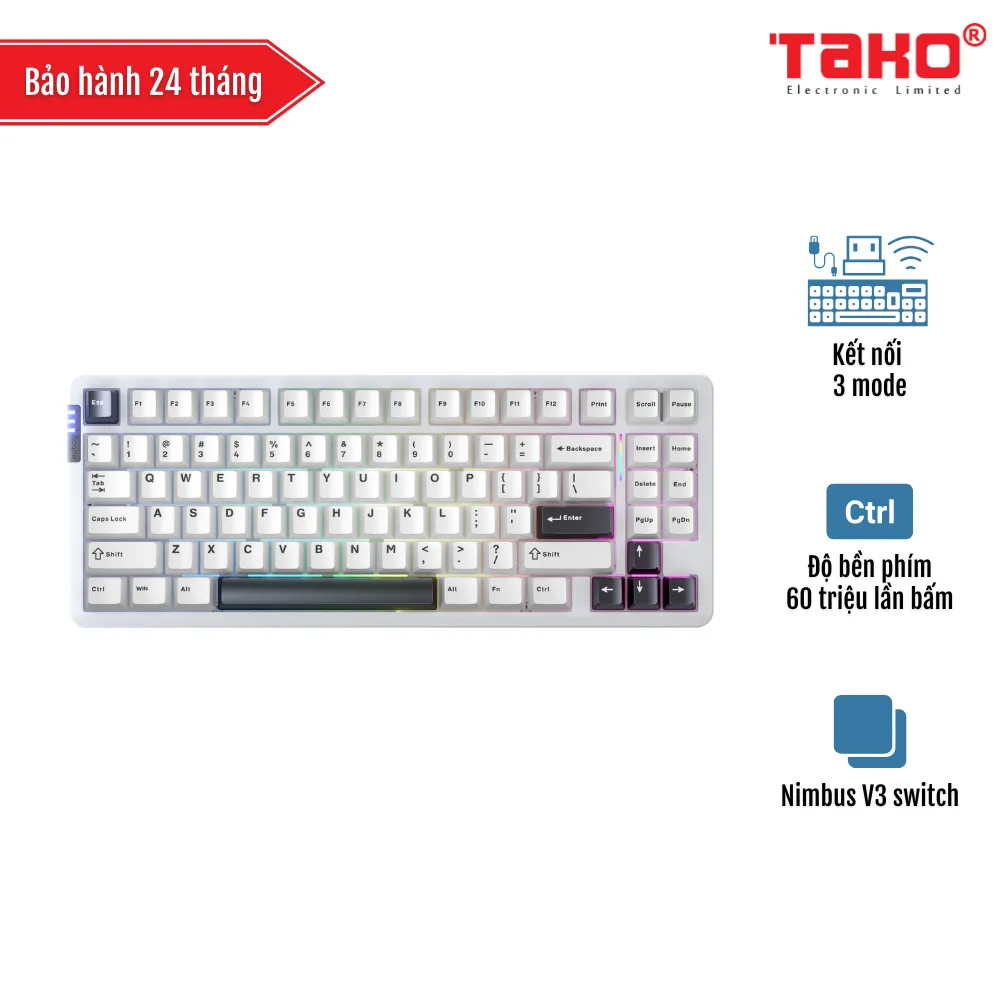 LEOBOG Hi86 BÀN PHÍM CƠ GAMING 3 MODE (Phiên bản màu Trắng đen/ Nimbus V3 switch)