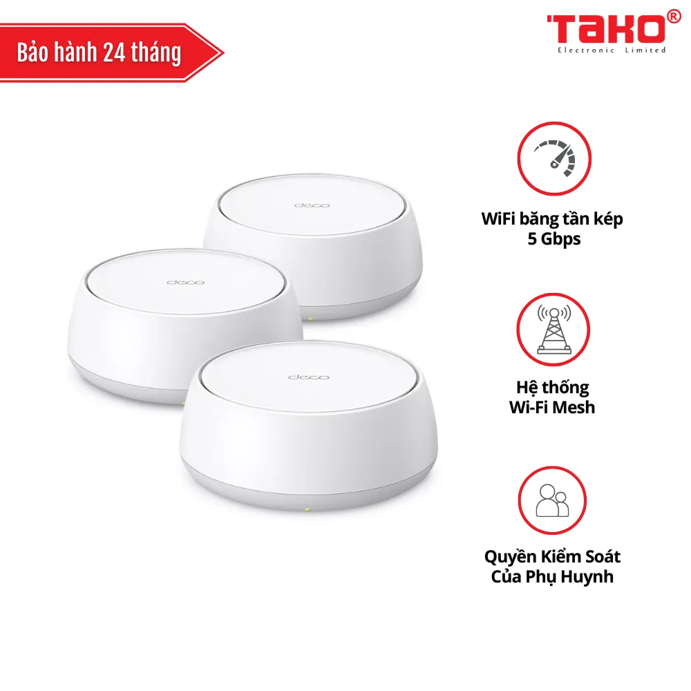 Deco BE25 (3-pack) Hệ thống Mesh Wi-Fi 7 BE5000 Cho Gia Đình