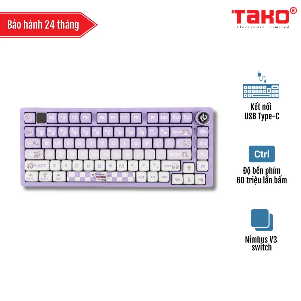 LEOBOG Hi75 BÀN PHÍM CƠ GAMING CÓ DÂY (Phiên bản màu tím trắng/ Magic/ Nimbus V3 switch)