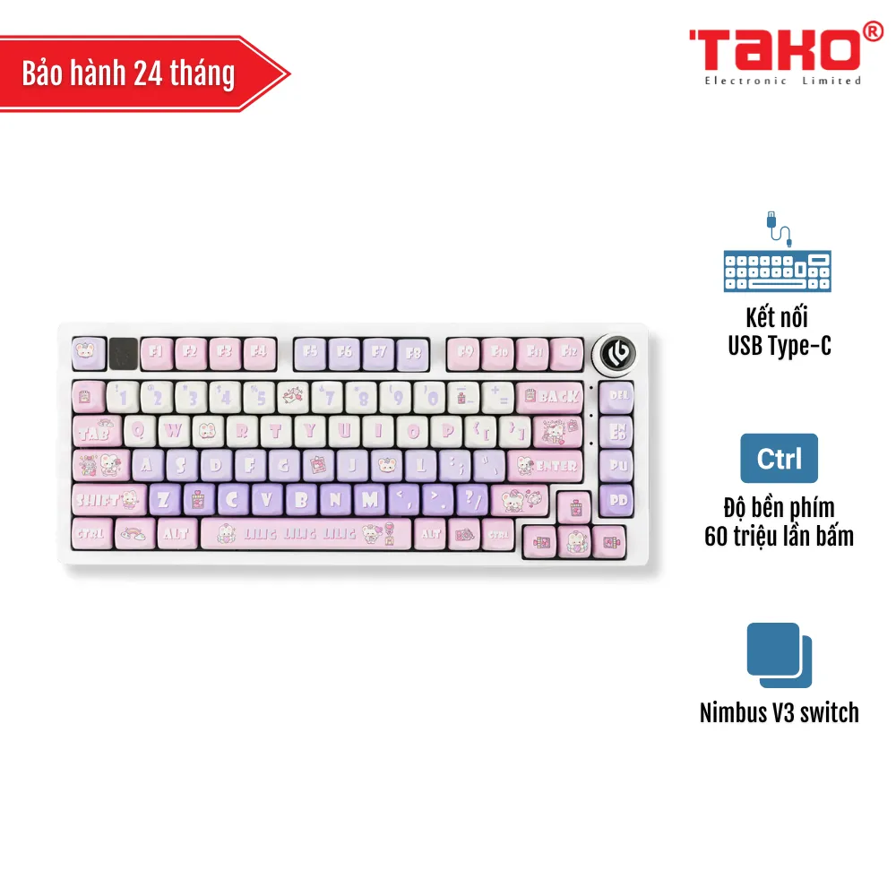 LEOBOG Hi75 BÀN PHÍM CƠ GAMING CÓ DÂY (Phiên bản Hồng + trắng + tím/Lilig/Nimbus V3 switch)