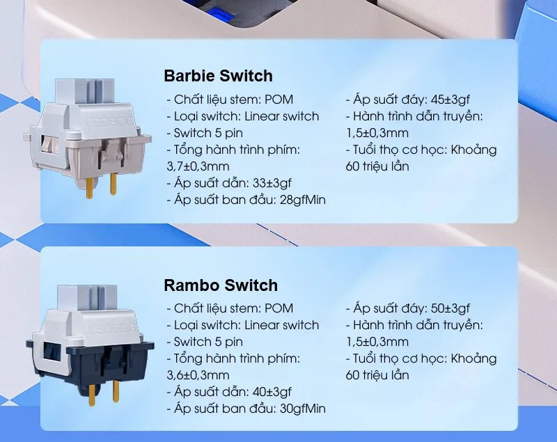 LEOBOG A75 BÀN PHÍM CƠ GAMING 3 MODE